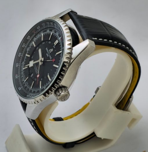 Breitling Navitimer GMT Black Leather Strap Swiss Automatic Watch - Image 3