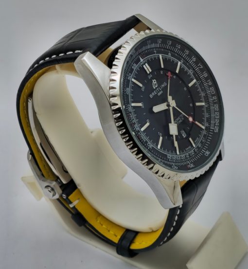 Breitling Navitimer GMT Black Leather Strap Swiss Automatic Watch - Image 4