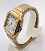 Cartier Santos 100 White Rose Gold Swiss Automatic Watch - Image 3