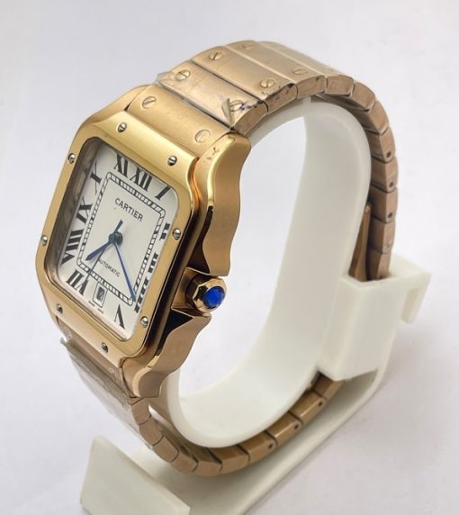 Cartier Santos 100 White Rose Gold Swiss Automatic Watch - Image 3