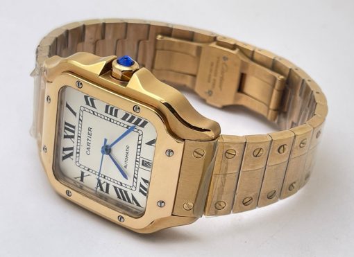 Cartier Santos 100 White Rose Gold Swiss Automatic Watch - Image 5