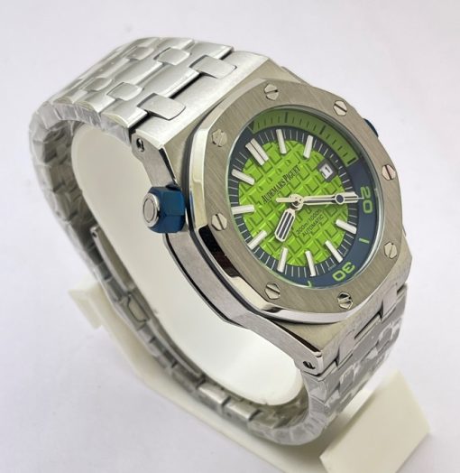 Audemars Piguet Diver Steel Bracelet Green Swiss Automatic Watch - Image 4