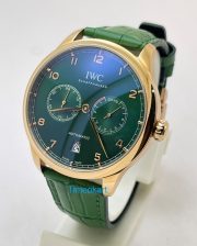 I W C Portuguese Power Reserve Rose Gold Green Leather Strap Swiss Automatic Watch - Image 2