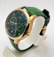 I W C Portuguese Power Reserve Rose Gold Green Leather Strap Swiss Automatic Watch - Image 3