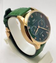 I W C Portuguese Power Reserve Rose Gold Green Leather Strap Swiss Automatic Watch - Image 4
