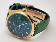 I W C Portuguese Power Reserve Rose Gold Green Leather Strap Swiss Automatic Watch - Image 5