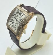 Franck Muller Master Square Full Diamond Leather Strap Watch - Image 3