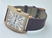 Franck Muller Master Square Full Diamond Leather Strap Watch - Image 5