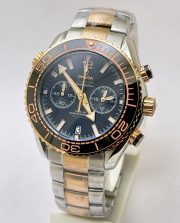 Omega Seamaster Planet Ocean Black Chronograph Dual Tone Watch - Image 2