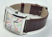 Franck Muller Square Master Steel Color Dreams Leather Strap Watch - Image 5