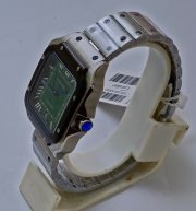 Cartier Santos 100 Green Steel Black Bezel Swiss Automatic Watch - Image 3