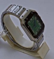 Cartier Santos 100 Green Steel Black Bezel Swiss Automatic Watch - Image 4