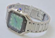 Cartier Santos 100 Green Steel Black Bezel Swiss Automatic Watch - Image 5