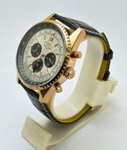 Breitling Navitimer Chrono Black & White Rose Gold Leather Strap Watch - Image 3