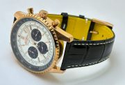 Breitling Navitimer Chrono Black & White Rose Gold Leather Strap Watch - Image 5
