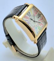 Franck Muller Square Master Rose Gold Color Dreams Leather Strap Watch - Image 4