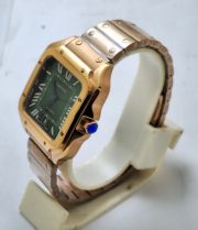 Cartier Santos 100 Green Rose Gold Swiss Automatic Watch - Image 3