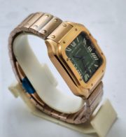 Cartier Santos 100 Green Rose Gold Swiss Automatic Watch - Image 4