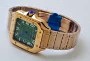 Cartier Santos 100 Green Rose Gold Swiss Automatic Watch - Image 5