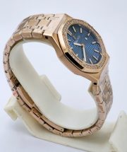 Audemars Piguet Royal Oak Diamond Blue Rose Gold Ladies Watch - Image 4