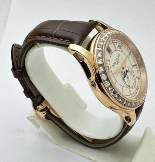 Patek Philippe Complications Annual Calendar White Diamond Bezel Swiss Automatic Watch - Image 4