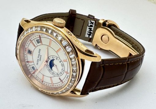 Patek Philippe Complications Annual Calendar White Diamond Bezel Swiss Automatic Watch - Image 5