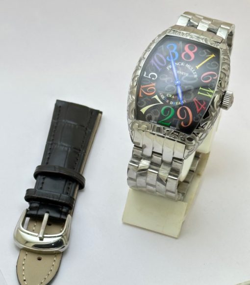 Franck Muller Crazy Hours Croco Black Steel Swiss Automatic Watch - Image 2