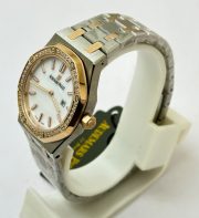 Audemars Piguet Royal Oak Diamond White Mother Of Pearl Dual Tone Ladies Watch - Image 3