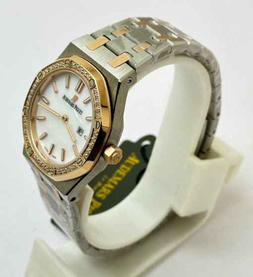 Audemars Piguet Royal Oak Diamond White Mother Of Pearl Dual Tone Ladies Watch - Image 3