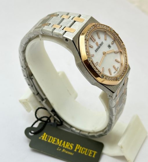 Audemars Piguet Royal Oak Diamond White Mother Of Pearl Dual Tone Ladies Watch - Image 4