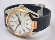 OMEGA SEAMASTER AQUA TERRA WHITE ROSE GOLD BEZEL RUBBER STRAP LIMITED EDITION SWISS AUTOMATIC WATCH - Image 5
