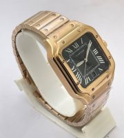 Cartier Santos 100 Black Rose Gold Swiss Automatic Watch - Image 4