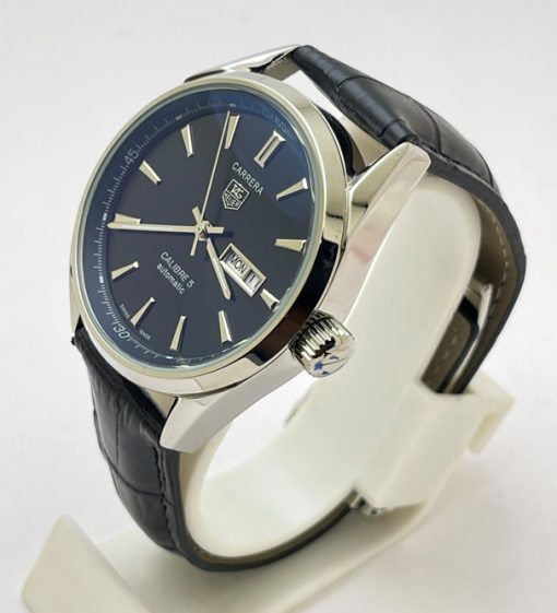 Tag Heuer Carrera Calibre 5 Day-Date Leather Strap Swiss Automatic Watch - Image 3