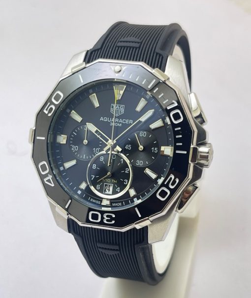 Tag Heuer Aquaracer Calibre 5 Chronograph Black Rubber Strap Watch - Image 2