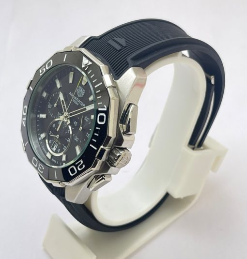Tag Heuer Aquaracer Calibre 5 Chronograph Black Rubber Strap Watch - Image 3
