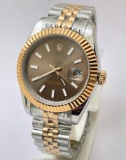 Rolex Date-Just Brown Dial Stick Marker Dual Tone Swiss Automatic Watch - Image 2