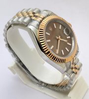 Rolex Date-Just Brown Dial Stick Marker Dual Tone Swiss Automatic Watch - Image 4