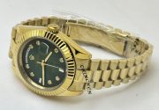 Rolex Day-Date Diamond Mark Green Golden Swiss Automatic Watch - Image 6