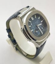 Patek Philippe Nautilus Moon Phase Power Resrve Blue Leather Strap Swiss Automatic Watch - Image 4