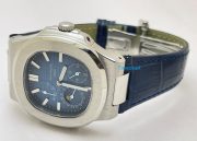 Patek Philippe Nautilus Moon Phase Power Resrve Blue Leather Strap Swiss Automatic Watch - Image 5