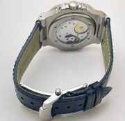 Patek Philippe Nautilus Moon Phase Power Resrve Blue Leather Strap Swiss Automatic Watch - Image 6