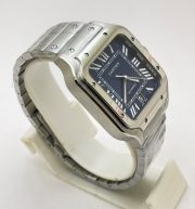 Cartier Santos 100 Steel Blue Swiss Automatic Watch - Image 4