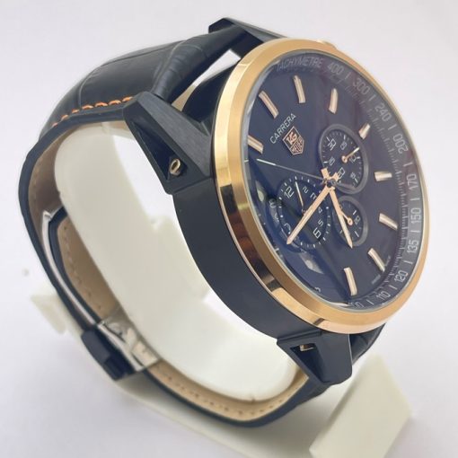 Tag Heuer 1969 Chronograph Black Leather Strap Watch - Image 4