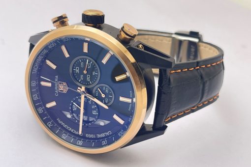 Tag Heuer 1969 Chronograph Black Leather Strap Watch - Image 5