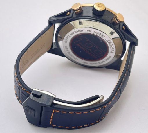 Tag Heuer 1969 Chronograph Black Leather Strap Watch - Image 6