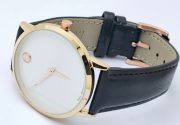 Movado Ultra Slim White Dial Leather Strap Watch - Image 5