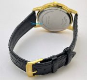 Movado Ultra Slim 2 Gold Black Leather Strap Watch - Image 6