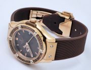 Hublot Classic Fusion Diamond Brown Rubber Strap Ladies Watch - Image 5
