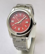 Rolex Oyster Perpetual RED Steel Swiss Automatic Watch - Image 2