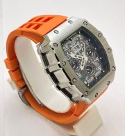 Richard Mille RM11 Steel Orange Rubber Strap Swiss Automatic Watch - Image 4